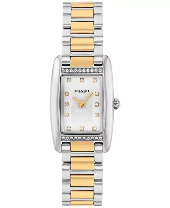 Coach Women Watch Silver Barrel Tank Crystal Side Bezel Two-Tone Bracelet Silver main image 4